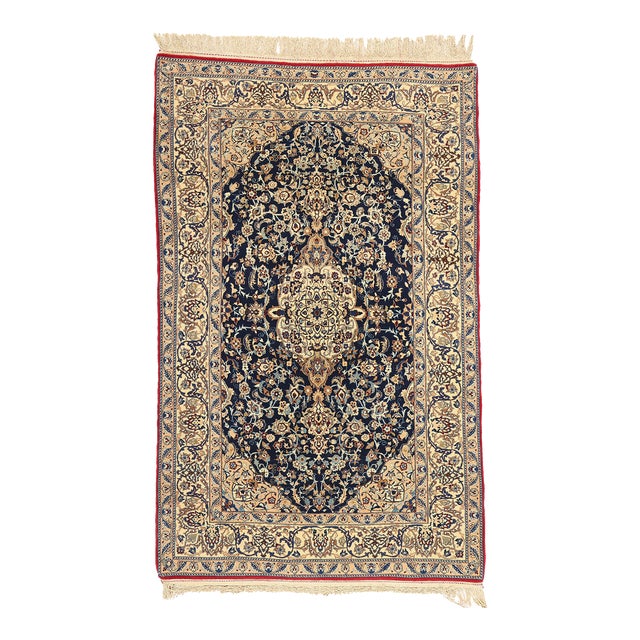 Vintage Persian Tudeshk Nain Rug - 03'06 X 05'09 For Sale