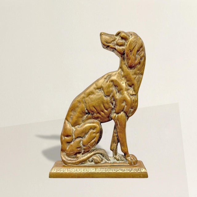 Solid, weighty, and quietly aristocratic, this late 19th-century English cast bronze doorstop is the sort of object that...