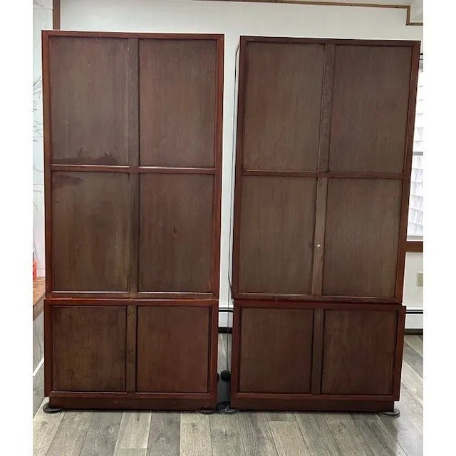 1960s Pair of Chinese Style Carved Solid Rosewood Bookcase Cabinets For Sale - Image 11 of 12