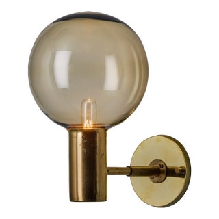 1960s Hans Agne Jakobsson #V149 Glass & Brass Wall Lamp for Markaryd For Sale