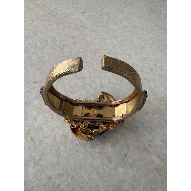 Early 20th Century Stunning Selro Selini Blue Green Clamper Cuff Bracelet For Sale - Image 5 of 5
