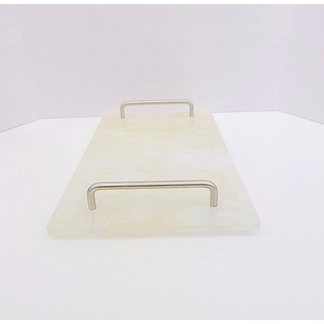 Glass Natural Quartz Serving Tray For Sale - Image 7 of 10
