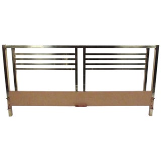 Vintage Modern King-Size Brass Bed Headboard For Sale