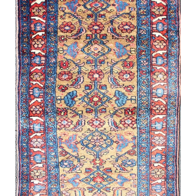 Antique Persian Hamadan rug in rich color tones and all over Herati geometric design, rug , country of origin / type: Iran...