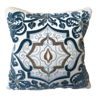 Holland & Sherry Embroidered Pillow With Appliqué For Sale