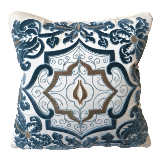 Holland & Sherry Embroidered Pillow With Appliqué For Sale