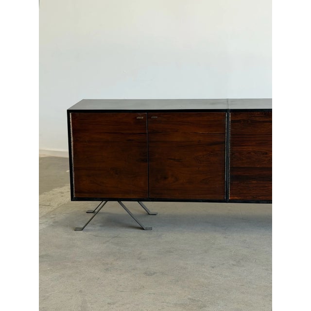 1970s Leather Wrapped Rosewood Credenza For Sale - Image 16 of 18