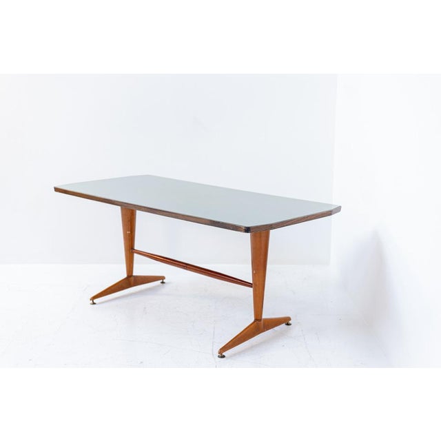 Italian Wooden Grey Glass Dining Table with Brass, 1950 For Sale - Image 16 of 16
