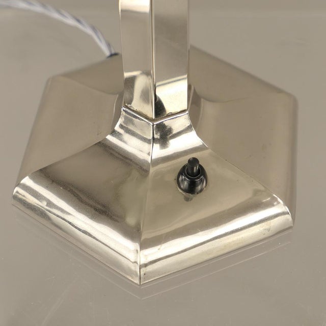 Art Deco Chromed Table Lamp with Opal Glass Shade, 1920s For Sale - Image 4 of 10