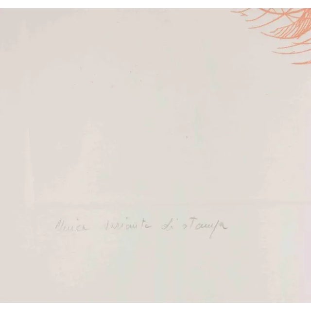 Modern Giacomo Porzano, Profile in Pink and Green, Etching, 1972 For Sale - Image 3 of 5