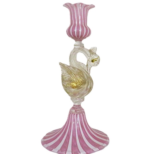 FREE SHIPPING ANYWHERE IN THE CONTINENTAL US! This is a set of GORGEOUS vintage hand-blown Murano candlesticks with swans....