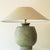 Ceramic Large Pistachio Green Ceramic Table Lamp with Silk Lampshade attributed to R. Houben, 1970s For Sale - Image 7 of 8