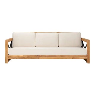 Curacao Outdoor Brazilian Teak 3-Seat Sofa - Natural For Sale