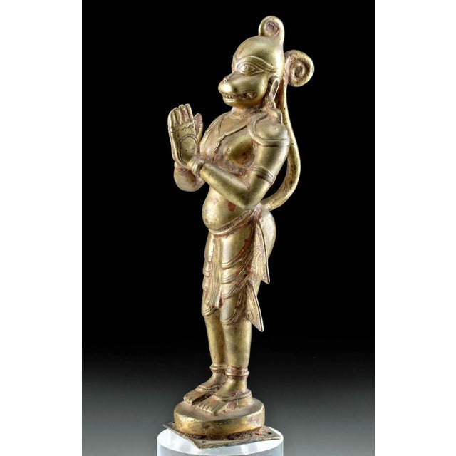 Indian 19c India Brass Metal Hanuman Ramayana Indian Monkey Animal Antique Vintage For Sale - Image 3 of 8