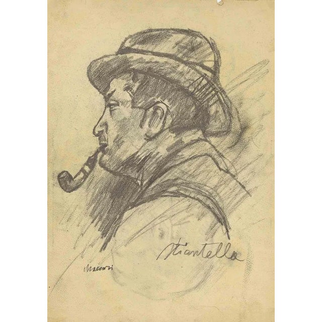 Mino Maccari, Portrait, Original Pencil, Mid-20th Century For Sale - Image 3 of 3