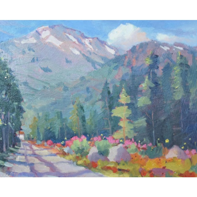 Blue Silvio Silvestri, Listed Artist (1948-2018) Squaw Valley Palisades Tahoe California Landscape Painting W/ Antiqued Gold Frame For Sale - Image 8 of 11