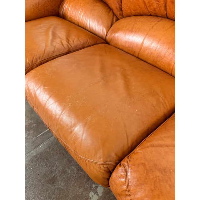 Animal Skin Vintage 1970's Italian Leather Sofa For Sale - Image 7 of 13