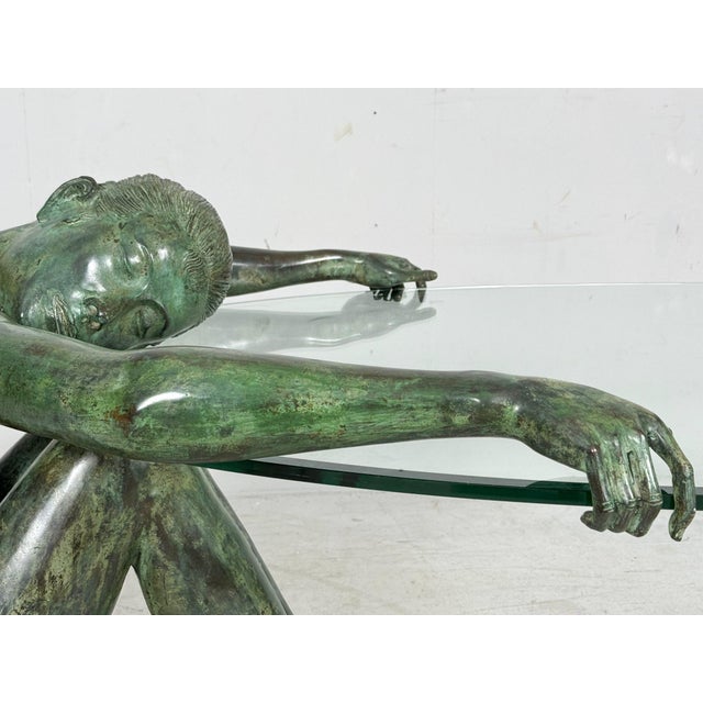 Sculptural Coffee Table with Female Nude Sculpture in Bronze, France, 1980s For Sale - Image 17 of 18