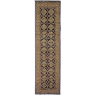 1990s Boho Chic Geometric Hand-Knotted Wool Rug - 2'9" X 8' For Sale