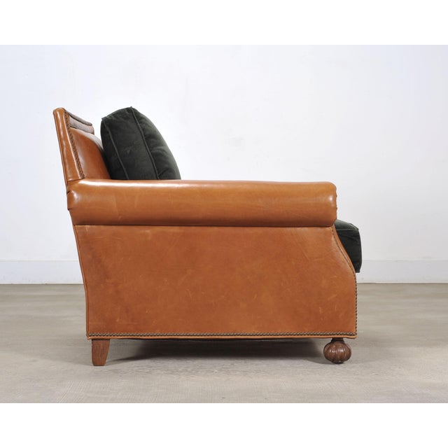 Wood Ralph Lauren Italian Aran Isles Leather Mahogany Club Chair For Sale - Image 7 of 18