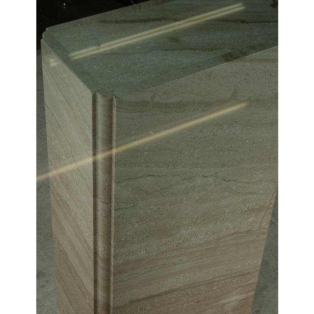 Matched Italian Travertine & Glass Dining Suite | Pedestal Dining Table + Coffee Table, c.1970s For Sale - Image 16 of 18