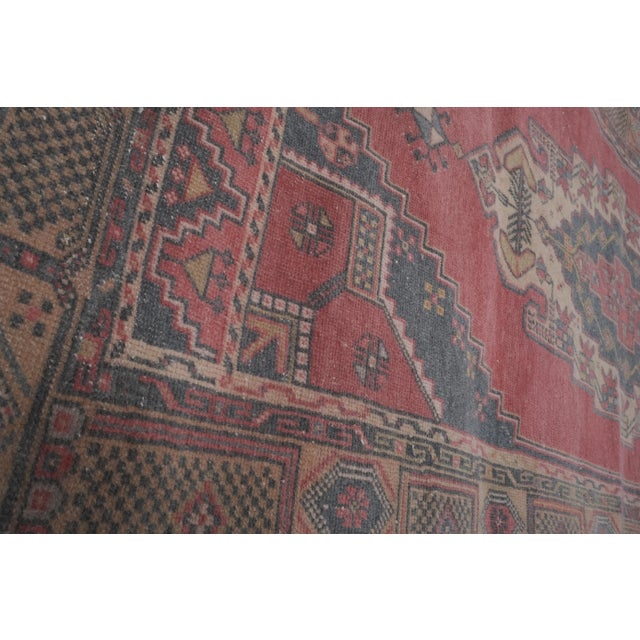Brick Red Vintage Faded Red Turkish Oushak Rug For Sale - Image 8 of 13