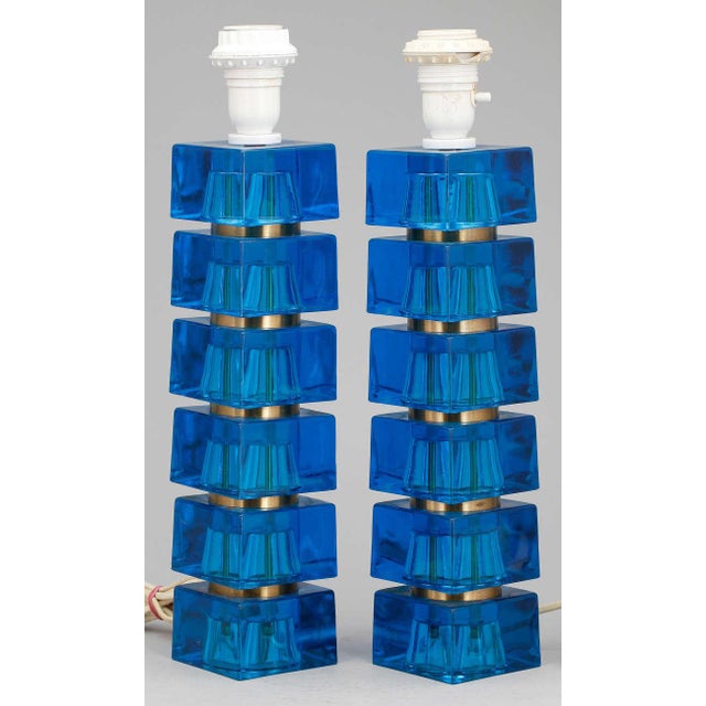 Carl Fagerlund Table Lamps by Carl Fagerlund for Orrefors - a Pair For Sale - Image 4 of 5