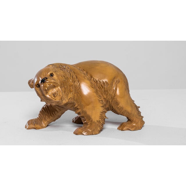 20th Century Japanese Wooden Bear Sculpture | Chairish