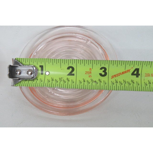 Glass Early 20th Century Pink Depression Glass Coasters Pair of Two Concentric Ring Small Dishes For Sale - Image 7 of 10