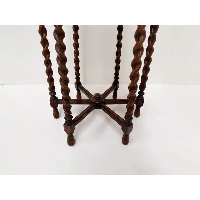 Antique Hexagonal Side Table with Barley Twist Legs, Early 20th Century For Sale - Image 4 of 10