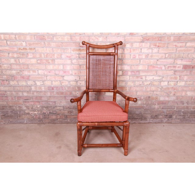 Henry Olko for Willow and Reed Pagoda Collection Sculpted Rattan and Cane Throne Chairs, Fully Restored For Sale In South Bend - Image 6 of 13