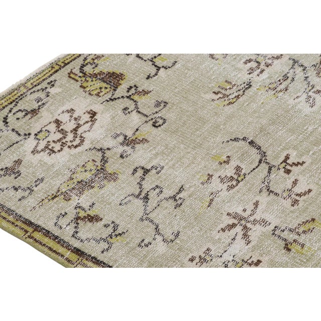 Vintage Zeki Muren Rug in Green With Floral Patterns For Sale In New York - Image 6 of 7