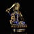 This is a striking vintage statue of Manjushri, the Bodhisattva of Wisdom, crafted from bronze with vibrant cloisonné...