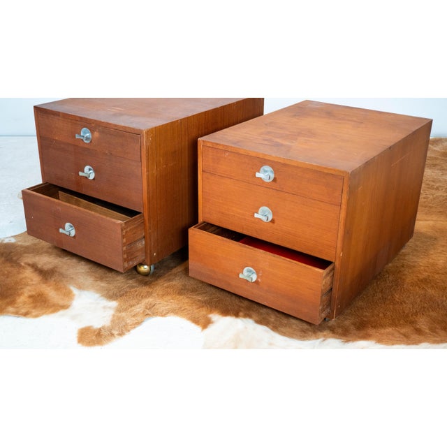 Brown 1960s Finn Juhl France and Son Rolling Cabinets - A Pair For Sale - Image 8 of 13