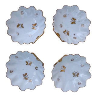 1880 French Porcelain Shell Salt Cellars- Set of 4 For Sale