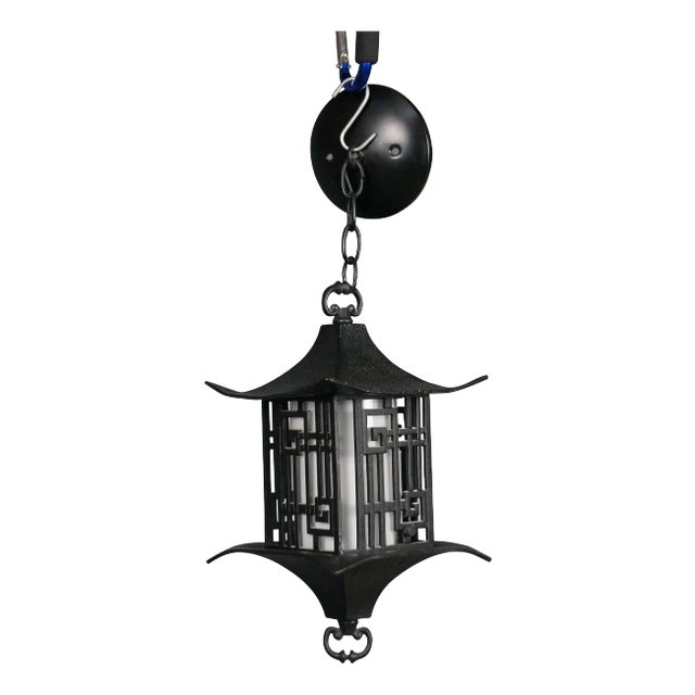 1960s Chinoiserie Chinese Pagoda Hanging Lantern Pendant Light For Sale