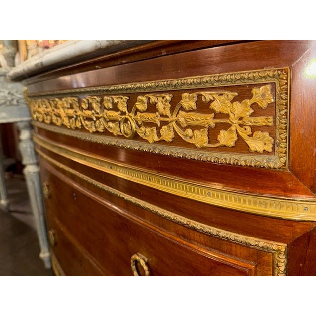 Wood Antique French Louis XVI Style Mahogany and Gilt Bronze Commode For Sale - Image 7 of 7