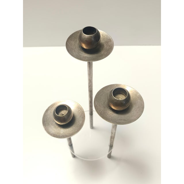 Vintage Silver-Plated Brass and Acrylic Glass Candleholder by Mesa, Italy, 1970s For Sale - Image 6 of 12