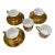 Vintage Hollywood Recency Gold Gilded Porcelain Demitasse Espresso Set - 5 Cups & 3 Saucers - 8 pcs For Sale