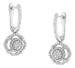 .925 Sterling Silver Miracle-Set Diamond Accent Drop and Dangle Earrings (I-J Color, I3 Clarity)