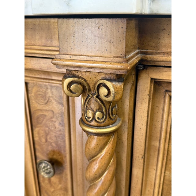 1970s Late 20th Century Neoclassical Low Credenza With Marble Top For Sale - Image 5 of 10