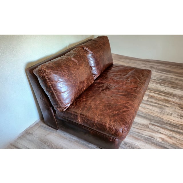 Maxwell Leather Armless Sofa - by RH (formerly Restoration Hardware) Material: Italian Berkshire Leather, Fill: Down-...