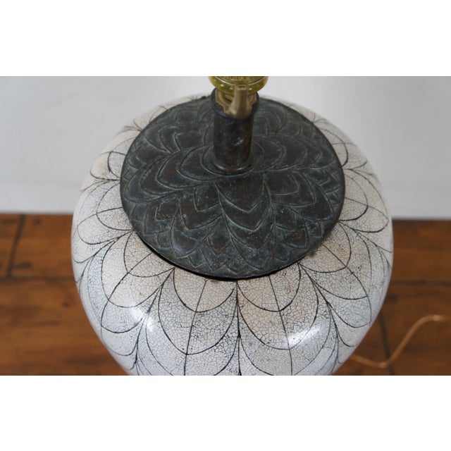 1980s Maitland Smith Bronze & Shell Mosaic Footed Ginger Jar Urn Table Lamp For Sale - Image 9 of 12