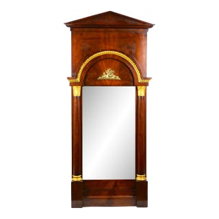 19th Century French Empire Style Parcel Gilt Bronze Mounted Mahogany Pier Mirror For Sale