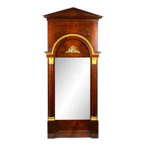 19th Century French Empire Style Parcel Gilt Bronze Mounted Mahogany Pier Mirror