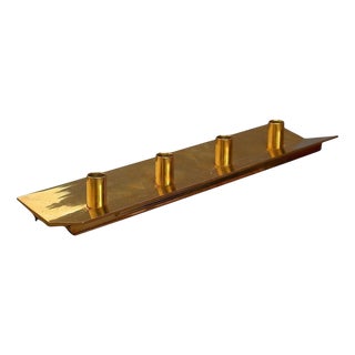 Vintage Swedish Four-Light Candleholder in Brass by Pierre Forssell for Skultuna, 1960s For Sale