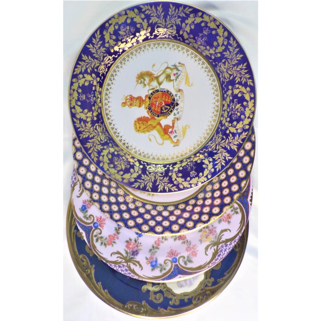 Navy Blue Enameled Tin English Plates - Set of 4 For Sale - Image 8 of 13