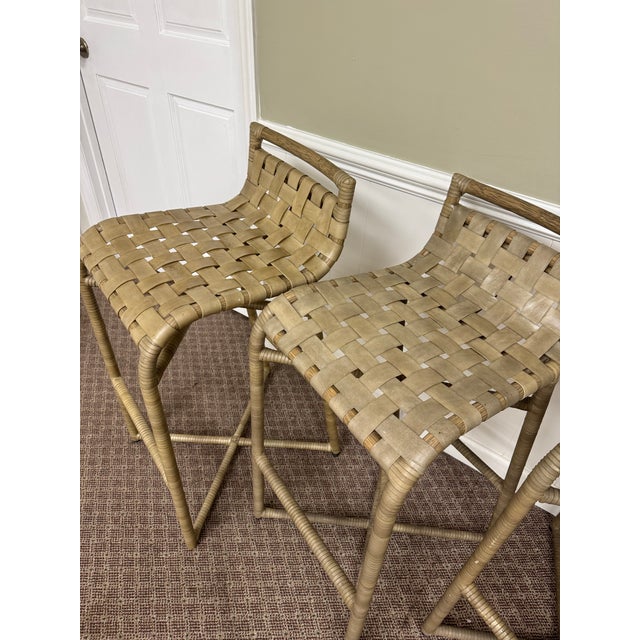Baker / McGuire Steven Volpe Organic Rawhide Crin Bar Stools- Set of 4 For Sale - Image 9 of 12