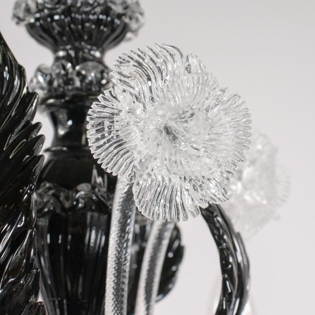 Black Ca’ Rezzonico’ Style Black & Clear Murano Glass Chandelier in the Manner of Giuseppe Briati For Sale - Image 8 of 18