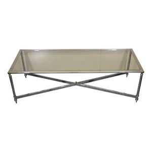 Maison Jansen Style Chrome and Brass Coffee Table
